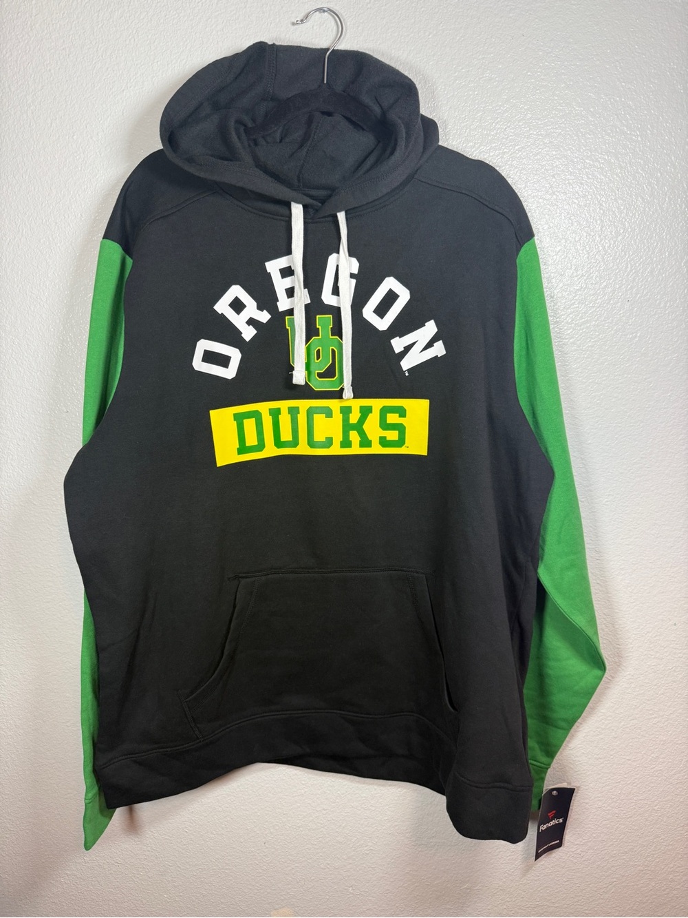 NWT Fanatics Oregon Ducks Hoodie Sweatshirt Mens 2XL Black Green Pullover NCAA